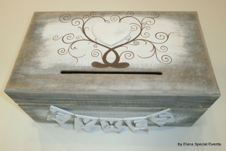 Hand-painted Wooden Wedding Wish Box.