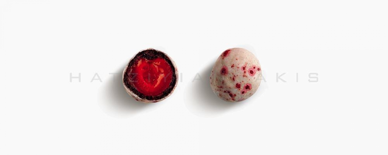 Pebble Dragee Hatziyiannakis, cherry with chocolate.