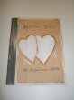 Wedding wish book hand-made from natural wood, leather sided stripe.
