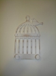Hand-painted wooden hanger “cage”.