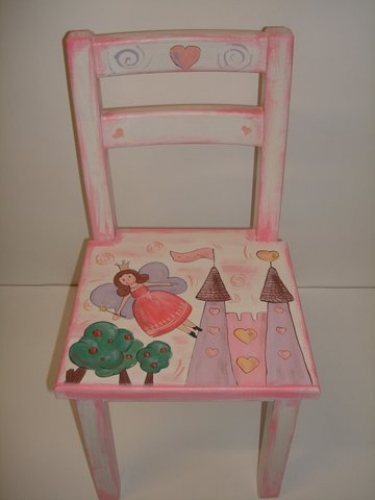 Hand-painted Children's Chair Princess with Castle