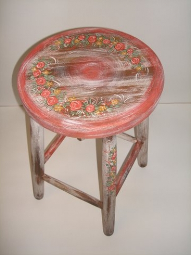 Hand-painted wooden stool.